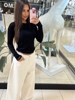 Long sleeve striped blouse - White