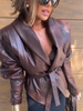 Manhattan women's leather jacket - Khaki