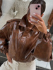 Manhattan women's leather jacket - Khaki