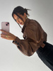 Manhattan women's leather jacket - Khaki