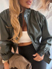 Manhattan women's leather jacket - Khaki