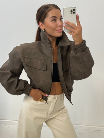 Manhattan women's leather jacket - Khaki