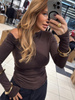 One shoulder blouse - Chocolate 