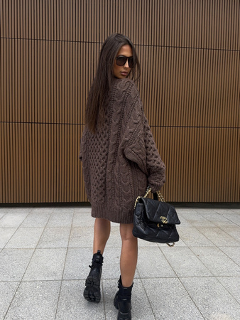Long Merino wool cardigan - Grey