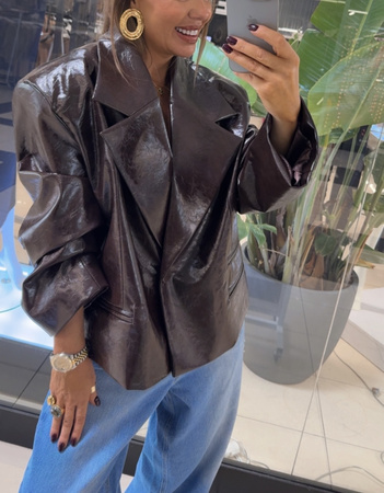 Manhattan women's leather jacket - Khaki