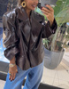Manhattan women's leather jacket - Khaki