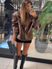 Manhattan women's leather jacket - Khaki