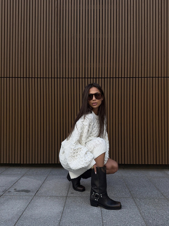 Long Merino wool cardigan - Grey
