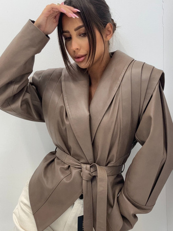 Manhattan women's leather jacket - Khaki