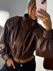 Manhattan women's leather jacket - Khaki