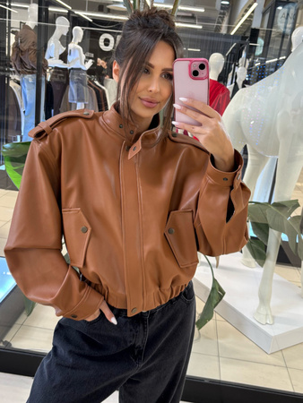 Manhattan women's leather jacket - Khaki