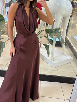 Long dress with open back - Petrol