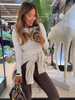 Long sleeve striped blouse - White