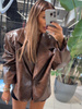 Manhattan women's leather jacket - Khaki