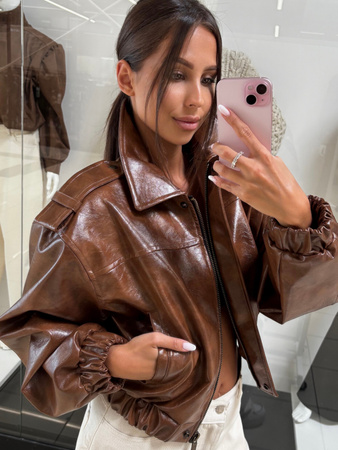 Manhattan women's leather jacket - Khaki