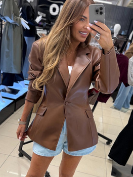 Manhattan women's leather jacket - Khaki