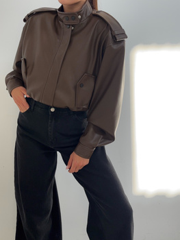 Manhattan women's leather jacket - Khaki