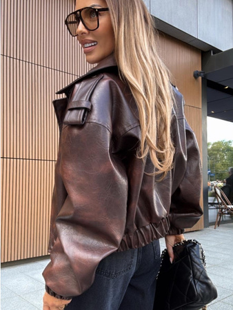 Manhattan women's leather jacket - Khaki