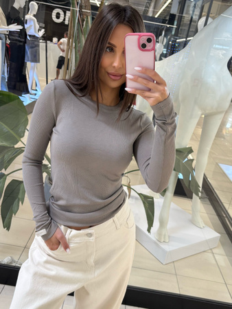 Long sleeve striped blouse - White