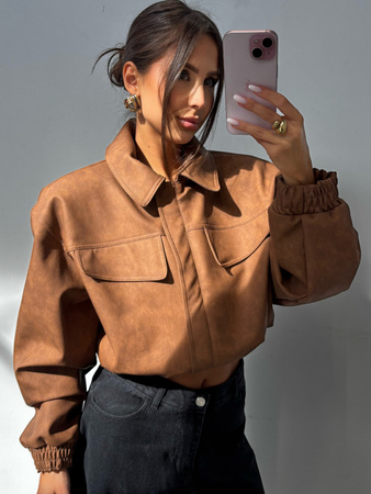 Manhattan women's leather jacket - Khaki