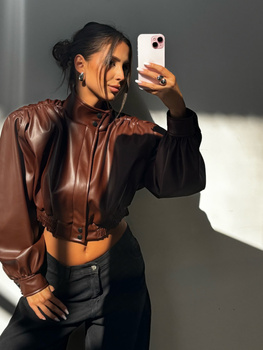 Manhattan women's leather jacket - Khaki
