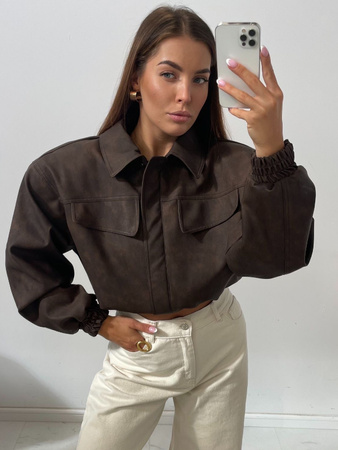 Manhattan women's leather jacket - Khaki