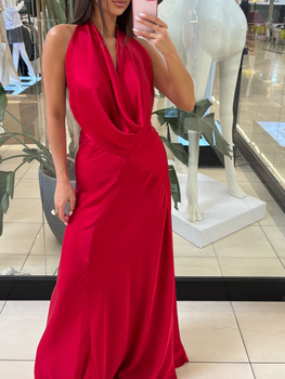 Long dress with open back - Red