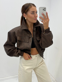 Manhattan women's leather jacket - Khaki