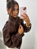Manhattan women's leather jacket - Khaki