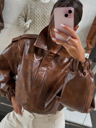 Manhattan women's leather jacket - Khaki