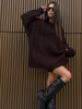 Long Merino wool cardigan - Grey