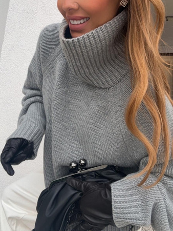 Long Merino wool cardigan - Grey