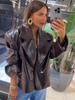 Manhattan women's leather jacket - Khaki