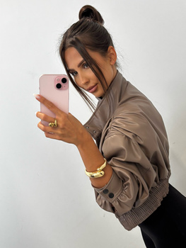 Manhattan women's leather jacket - Khaki