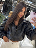 Manhattan women's leather jacket - Khaki